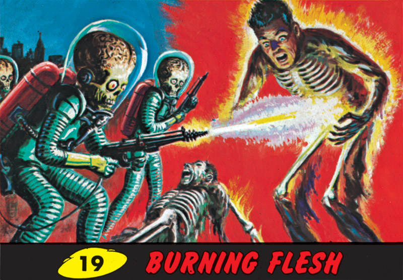 Illustration for article titled The Hyperviolent Trading Cards That Inspired Tim Burton's Mars Attacks!